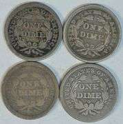 4 Diff. Sharp Liberty Seated Dimes 1839-O to 1855 Arrows