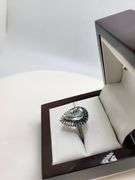 Extremely fine Victorian natural blue topaz and diamonds ring on silver