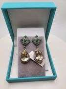 Extremely fine Victorian Emerald and diamonds and +20ctw citrine earrings