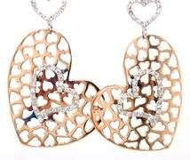 18kt Yellow gold 0.50ctw multi heart drop diamond earrings