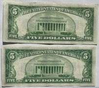 Two $5 1934 A Silver Certificate  Near Unc