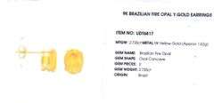 9kt Yellow gold 2.73ctw Brazilian fire opal earrings