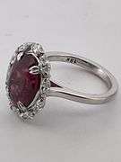 BRAND NEW CERTIFIED 18K WHITE GOLD DIAMOND AND RUBY RING