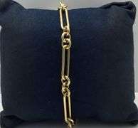 14K Yellow Gold Vintage Paper clip Link Bracelet