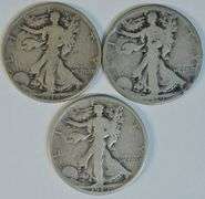 Scarce 1919 in Fine, 1919-D in Good, & 1919-S in Fine Walking Liberty Halves