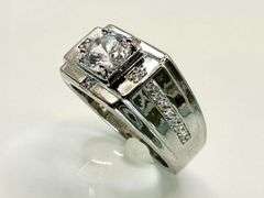 Men's 14 Kt White Gold Plate 2.5 Ctw Lab Simulated Diamond Ring