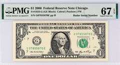 Superb Crisp 2006 $1 Note Chicago Radar # 07855870 PMG 67 EPQ!