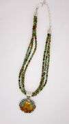 925 Sterling Silver Jay King DTR Unique Color Turquoise Beads and Large Enhancer Necklace