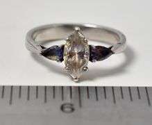 CZ Gemstone and Amethyst Gemstone Ring in Sterling Silver