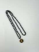 18KT Gold Plated Persian Army Winged Lion Pendant With Long black Onyx Beads Necklace