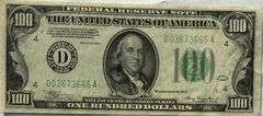 $100 1928 A Cleveland Fed Reserve Note.