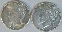 Lustrous Near Mint 1924-S & 1925-S Peace Silver Dollars. Better dates