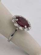 BRAND NEW CERTIFIED 18K WHITE GOLD DIAMOND AND RUBY RING