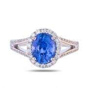 18K WHITE GOLD UNHEATED BLUE SAPPHIRE AND DIAMOND RING 3.11 C.T.W., GIA CERTIFIED