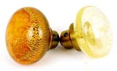 2 Vintage Murano Art Glass Door Knobs
