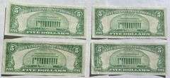 Four Clean AU/ Unc $5 1934  Silver Certificates.