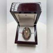 Extremely fine Victorian natural citrine, multi sapphire, diamonds ring on silver