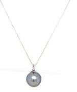 14kt White gold 14mm Tahitian pearl pendant on chain