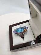 Extremely fine Victorian natural topaz, multi sapphire, diamonds ring on silver