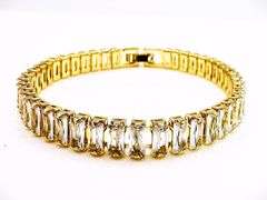Dazzling 14 Kt Yellow Gold Plated Simulated Diamond Tennis Bracelet