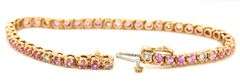 14kt Yellow gold pink sapphire and diamond tennis bracelet