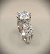 Huge 14 K White Gold Plate 5 Ct Sparkling White Ice Lab Simulated Diamond Ring