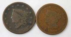 2 Late 1800's U.S. One Cent Coins