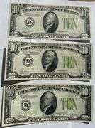 Three $10 Cleveland 1934 A FRN