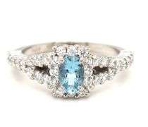Platinum aquamarine and diamond cocktail ring