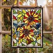 Sunflower & Birds Stained Glass Tiffany Style Suncatcher