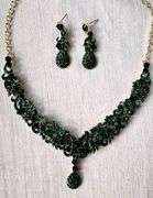 Set Of Fashion Jewelry Emerald Color Neck Lace & Earrings