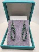 Very high quality hand made emerald on silver earrings