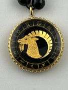 18KT Gold Plated Persian Army Winged Lion Pendant With Long black Onyx Beads Necklace