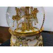 Gold & Ivory Carousel Music Box Snow Globe