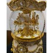 Gold & Ivory Carousel Music Box Snow Globe