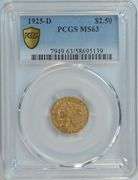 Very Choice BU 1925-D $2.50 Indian Gold Piece. PCGS MS63