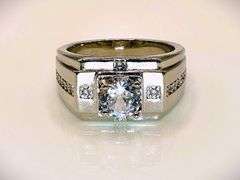 Men's 14 Kt White Gold Plate 2.5 Ctw Lab Simulated Diamond Ring