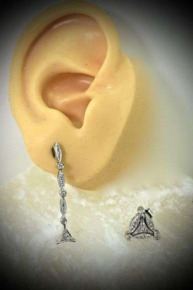 Versatile Pair of 14K White Gold and Diamond Earrings