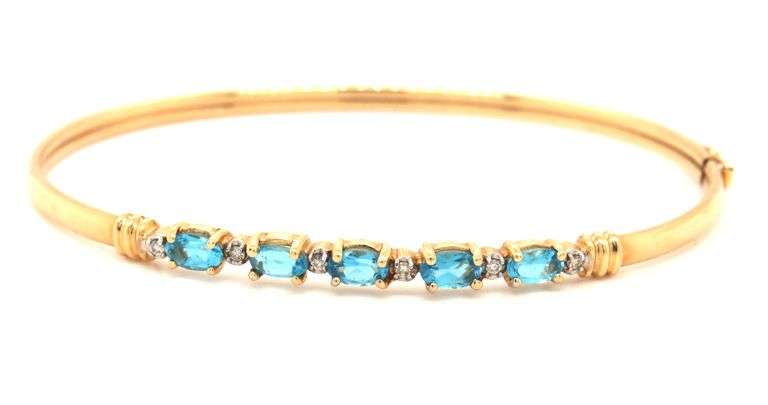 14kt Blue topaz bangle bracelet