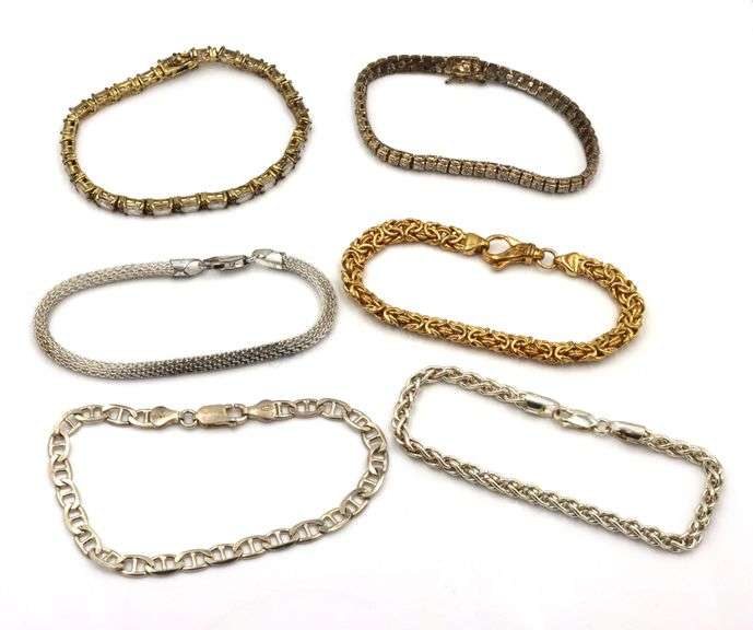 Group lot of 6 Vintage 925 sterling silver bracelets