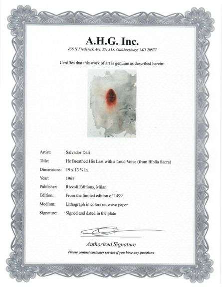 Highly Collectible and Rare Salvador Dali Original Lithograph from the 'Biblia Sacra' Suite