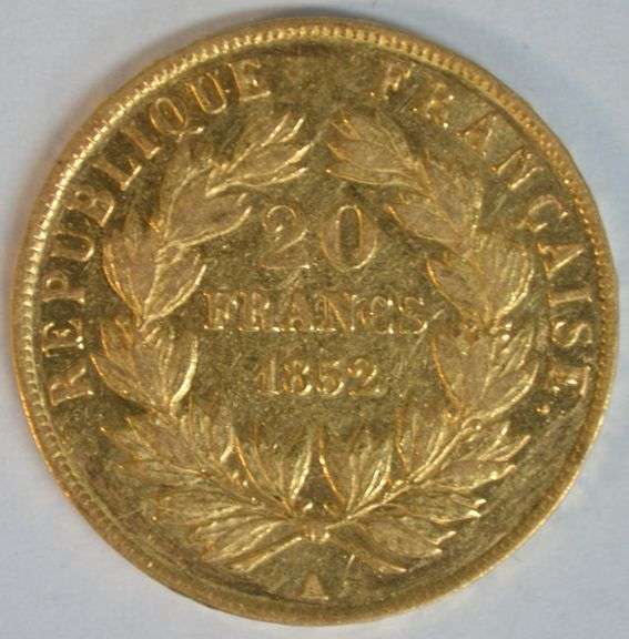 Real flashy high end 1852-A Napoleon French 20 Francs Gold Piece.