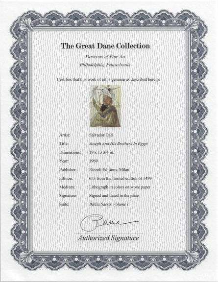 Highly Collectible and Rare Salvador Dali Original Lithograph from the 'Biblia Sacra' Suite