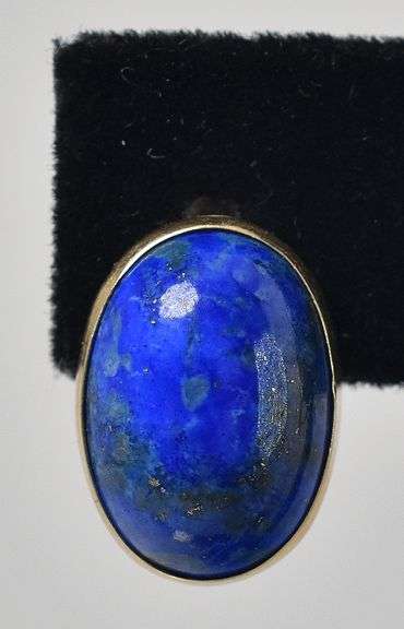 Beautiful 14K Yellow Gold Lapis Lazuli Gemstone Stud Earrings