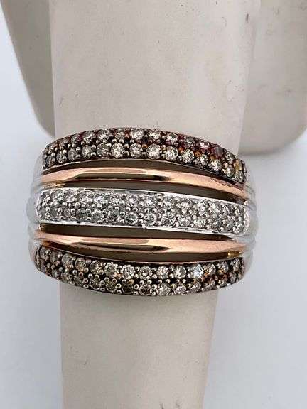 CERTIFIED 14K WHITE AND ROSE GOLD DIAMOND BAND