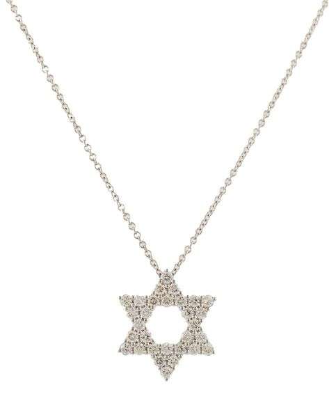 New 0.76ctw Diamond Star of David Pendant Necklace in 14K