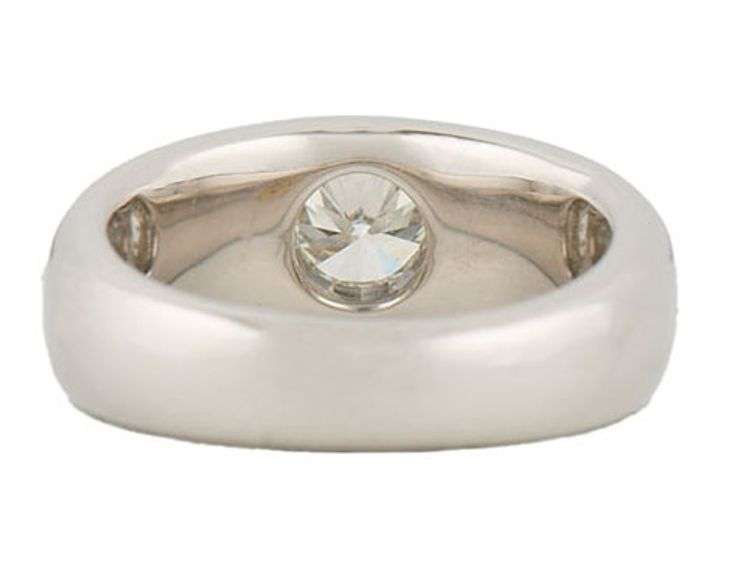 0.50ct Round Diamond Bezel Set Solitaire Band Ring in Platinum