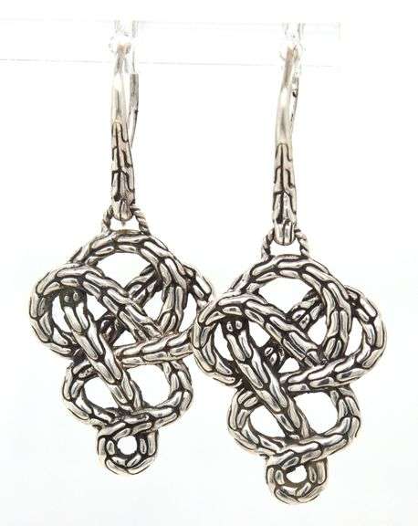 John Hardy Classic chain braided dangle drop earrings