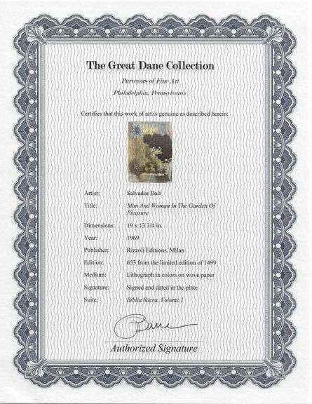 Highly Collectible and Rare Salvador Dali Original Lithograph from the 'Biblia Sacra' Suite