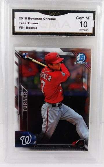 Trea Turner 2016 Rookie Baseball Card, 10 Gem MT